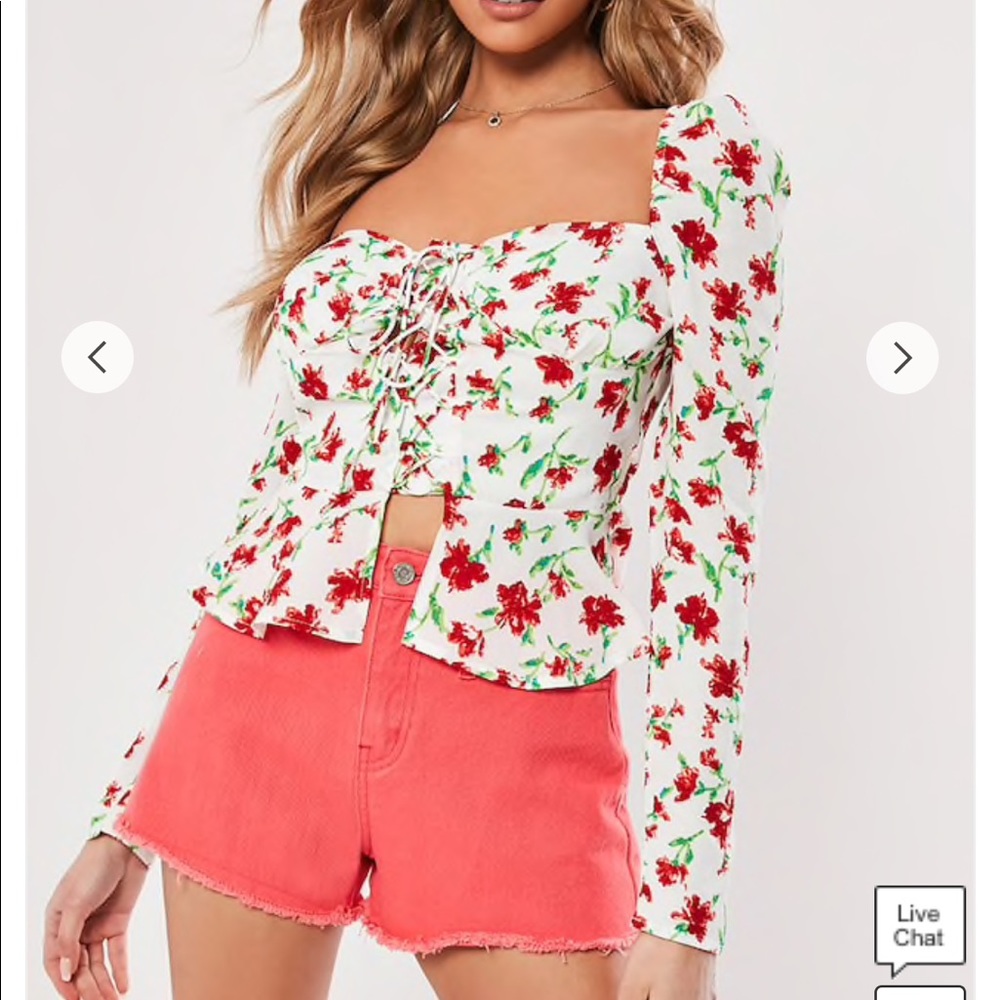 Floral peasant / milkmaid style top